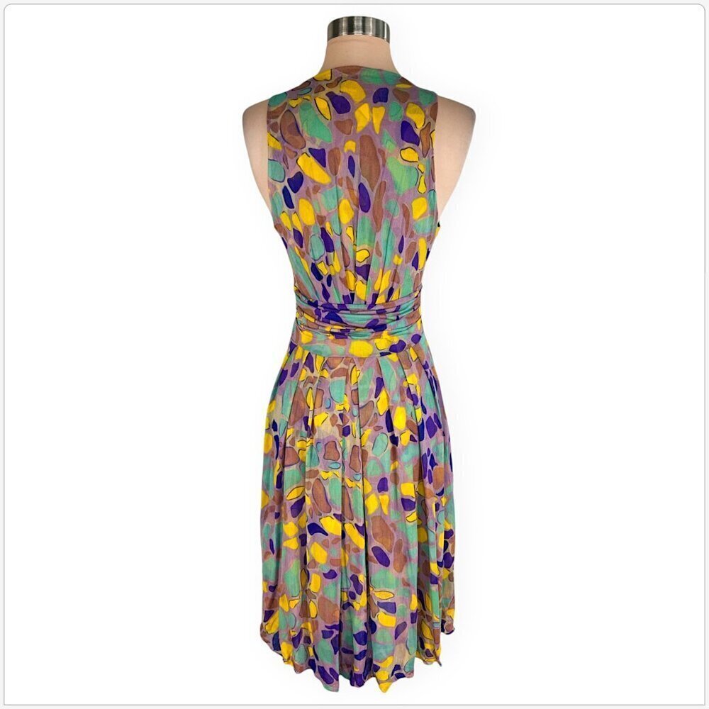 Diane Von Furstenberg DVF Aizel Colorful Silk Mesh Print Sleeveless Dress 6 - Picture 4 of 5